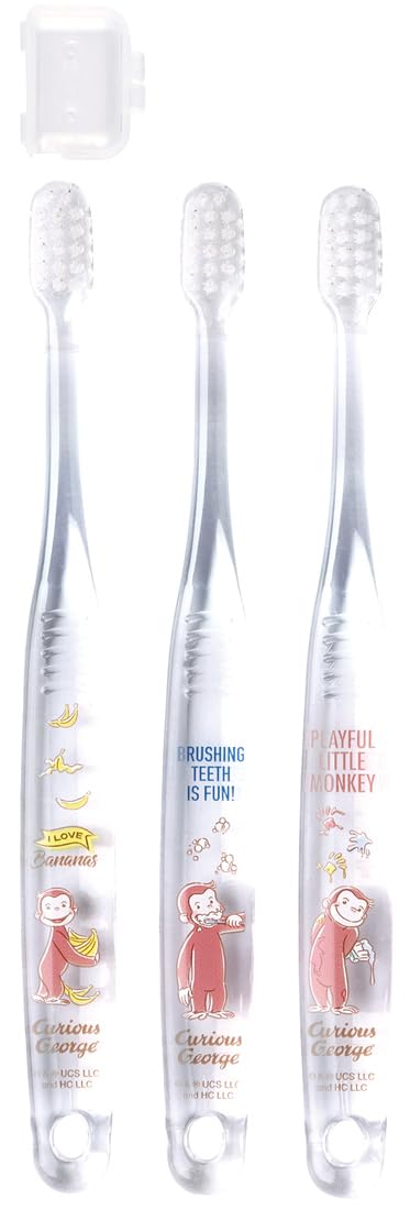 Skater Curious George Soft Toothbrush Set for Preschoolers Ages 3-5 Clear 3 Pack- Japan Figure Store - #1 Bring To You The Best Japanese Goods