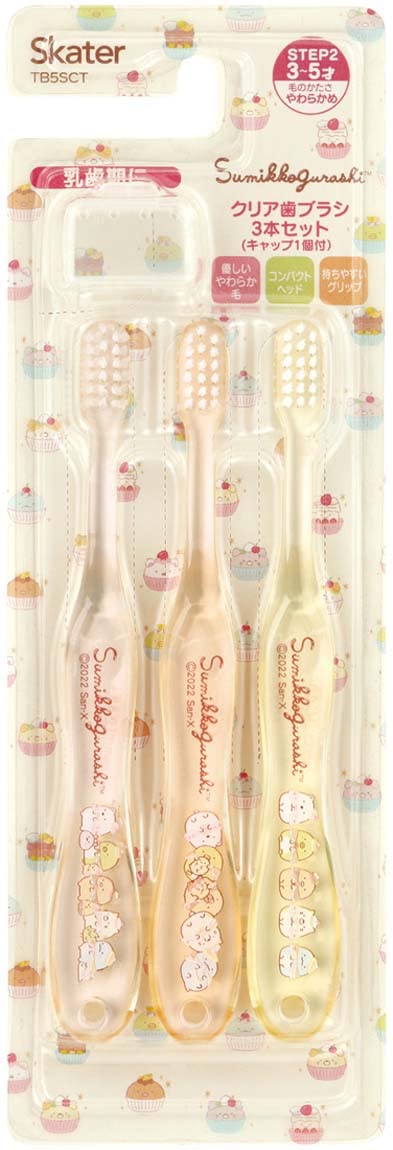 Skater Soft Toothbrush Set of 3 for Preschoolers (Ages 3-5) Sumikko Gurashi Sweets Shop- Japan Figure Store - #1 Bring To You The Best Japanese Goods