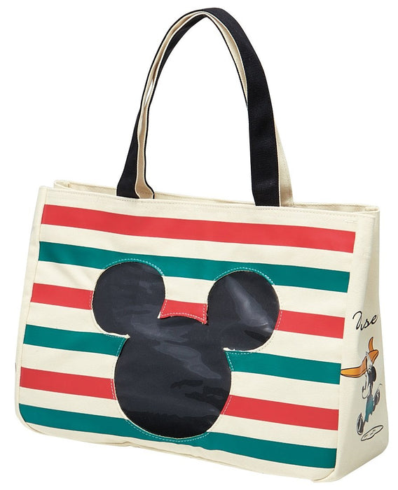 Skater Disney Mickey Mouse Tote Lunch Bag with Clear Pocket - 36x26x12cm- Japan Figure Store - #1 Bring To You The Best Japanese Goods