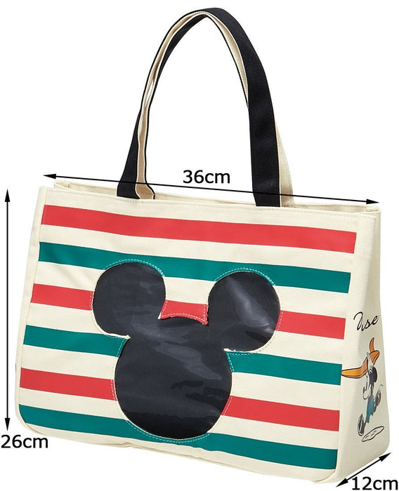 Skater Disney Mickey Mouse Tote Lunch Bag with Clear Pocket - 36x26x12cm- Japan Figure Store - #1 Bring To You The Best Japanese Goods