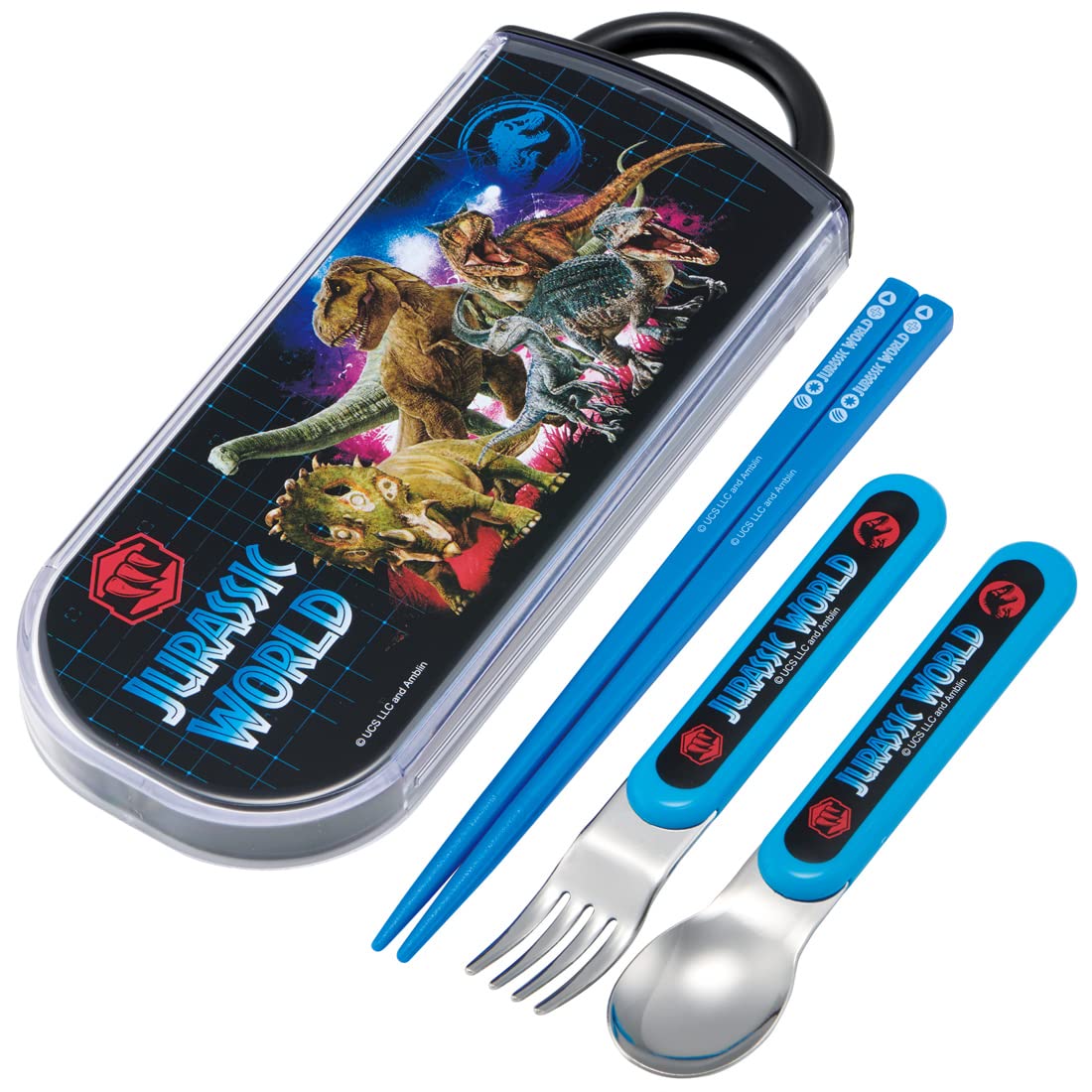 Skater Jurassic World Kids Trio Set - Antibacterial Chopsticks Spoon Fork - Made in Japan- Japan Figure Store - #1 Bring To You The Best Japanese Goods
