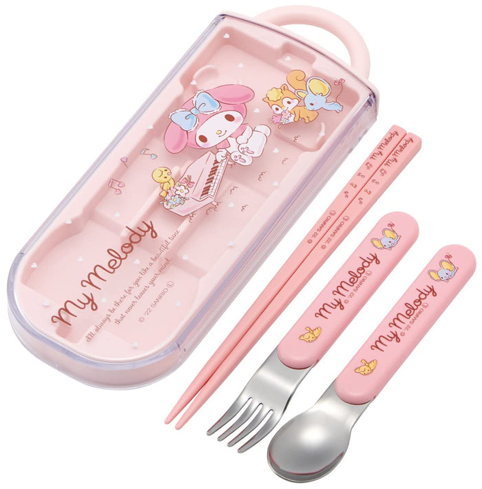 Skater My Melody Kids Trio Set - Spoon Fork & Chopsticks Gentle Music Theme Antibacterial Made in Japan- Japan Figure Store - #1 Bring To You The Best Japanese Goods