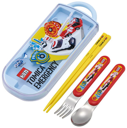 Skater Antibacterial Trio Set - Fork Spoon Chopsticks for Kids Tomica 23 Made in Japan- Japan Figure Store - #1 Bring To You The Best Japanese Goods