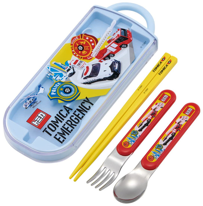 Skater Antibacterial Trio Set - Fork Spoon Chopsticks for Kids Tomica 23 Made in Japan- Japan Figure Store - #1 Bring To You The Best Japanese Goods