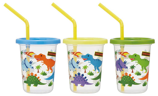 Skater Dinosaur Tumbler with Straw 230ml Made in Japan 3 Pieces- Japan Figure Store - #1 Bring To You The Best Japanese Goods