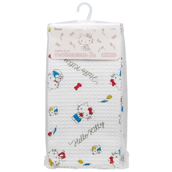 Skater Hello Kitty Waffle Dough Cloths Sanrio Line Design 3 Sheets 31X41 cm- Japan Figure Store - #1 Bring To You The Best Japanese Goods