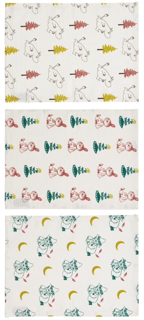 Skater Moomin Waffle Dough Dish Cloths 3 Pieces 31X41cm - Kfwc3-A Set- Japan Figure Store - #1 Bring To You The Best Japanese Goods