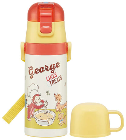 Skater Curious George Kids 350ml 2-Way Stainless Steel Water Bottle with Cup SKDC3-A- Japan Figure Store - #1 Bring To You The Best Japanese Goods