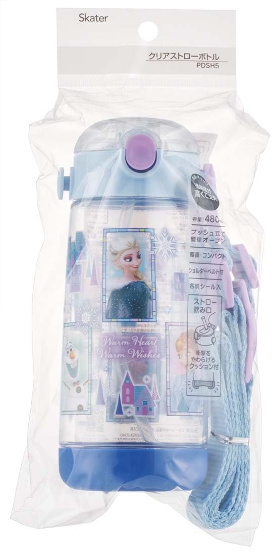 Skater Disney Frozen Water Bottle 480ml Clear with Straw for Kids - Girls edition- Japan Figure Store - #1 Bring To You The Best Japanese Goods