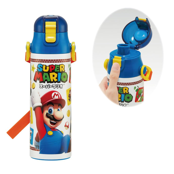 Skater Stainless Steel Super Mario Sports Water Bottle Direct Drinking 580ml- Japan Figure Store - #1 Bring To You The Best Japanese Goods