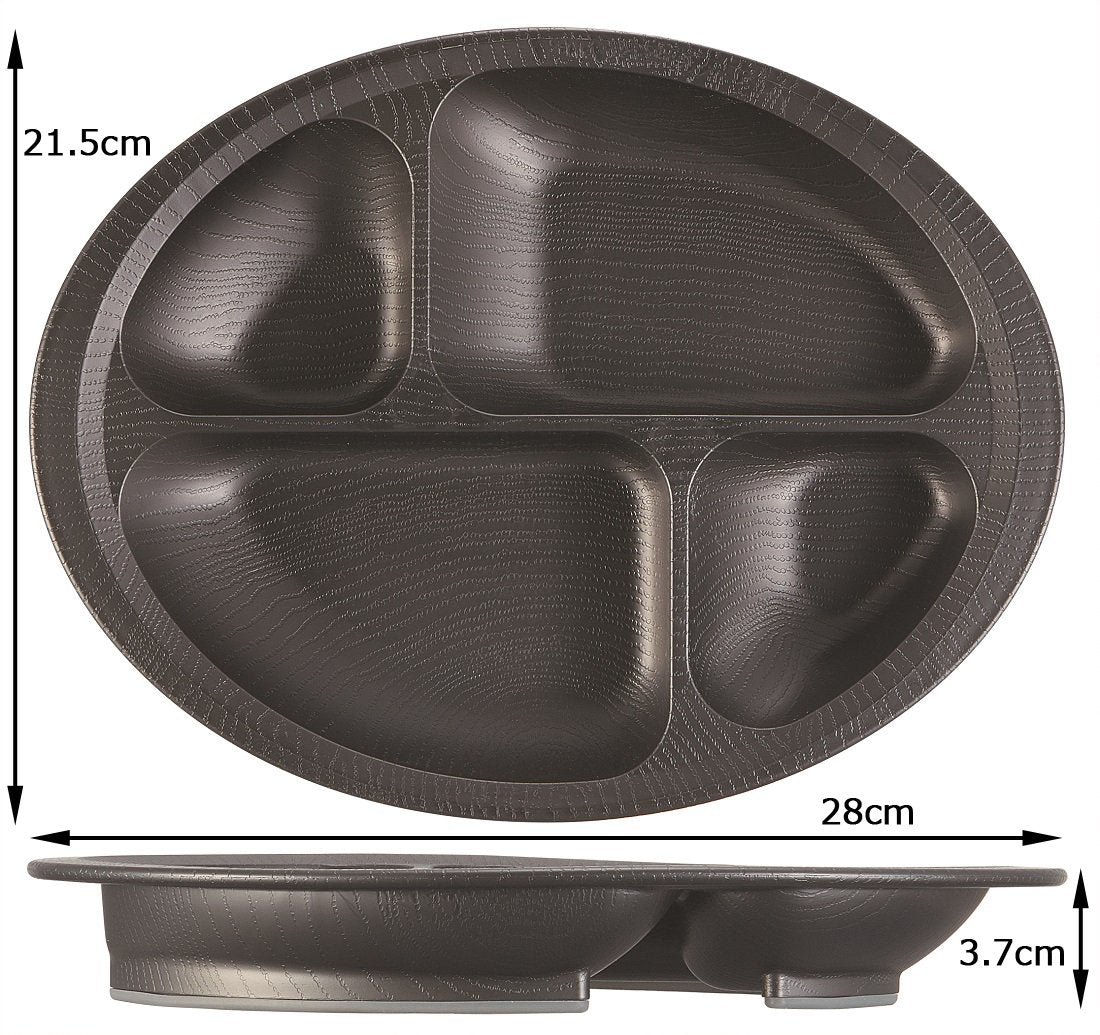 Skater Black Wood Grain Divider Plate Easy-Scooping Made in Japan NLPS1- Japan Figure Store - #1 Bring To You The Best Japanese Goods