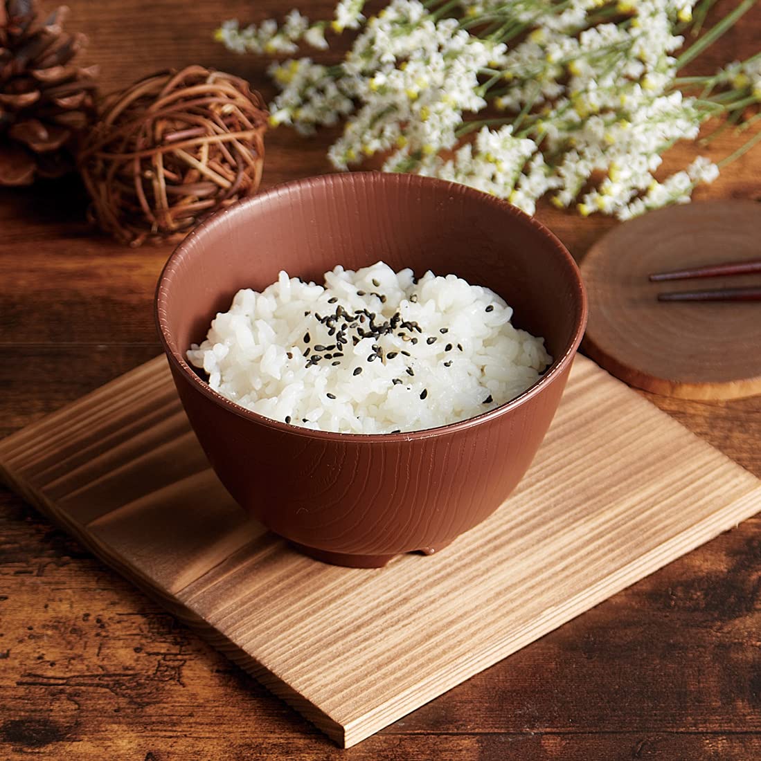 Skater Brown Wood Grain 370ml Rice Bowl - Easy to Hold Made in Japan- Japan Figure Store - #1 Bring To You The Best Japanese Goods