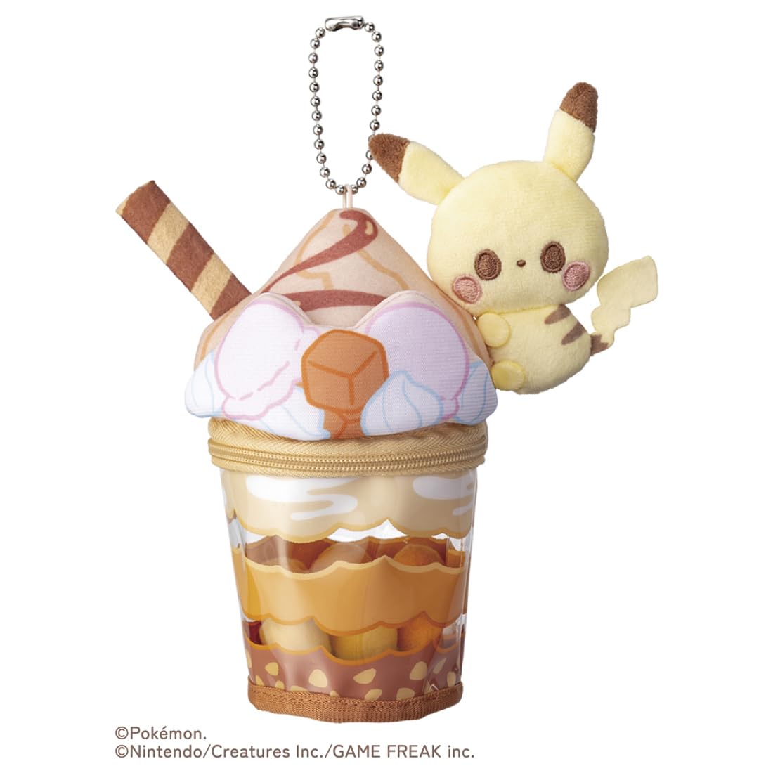 Takara Tomy Pokemon Pikachu Caramel Parfait Plush Charm Toy Collectible