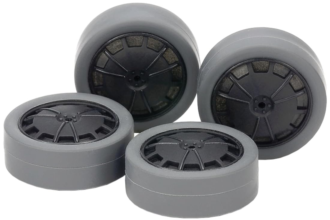 Tamiya Mini 4WD 26mm Gray Tires and Carbon Wheels Upgrade Kit