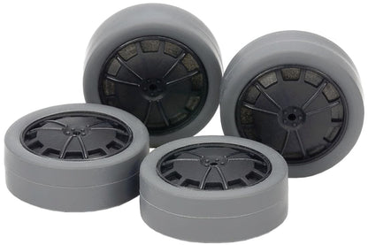Tamiya Mini 4WD 26mm Gray Tires and Carbon Wheels Upgrade Kit
