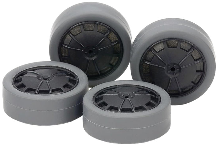 Tamiya Mini 4WD 26mm Gray Tires and Carbon Wheels Upgrade Kit
