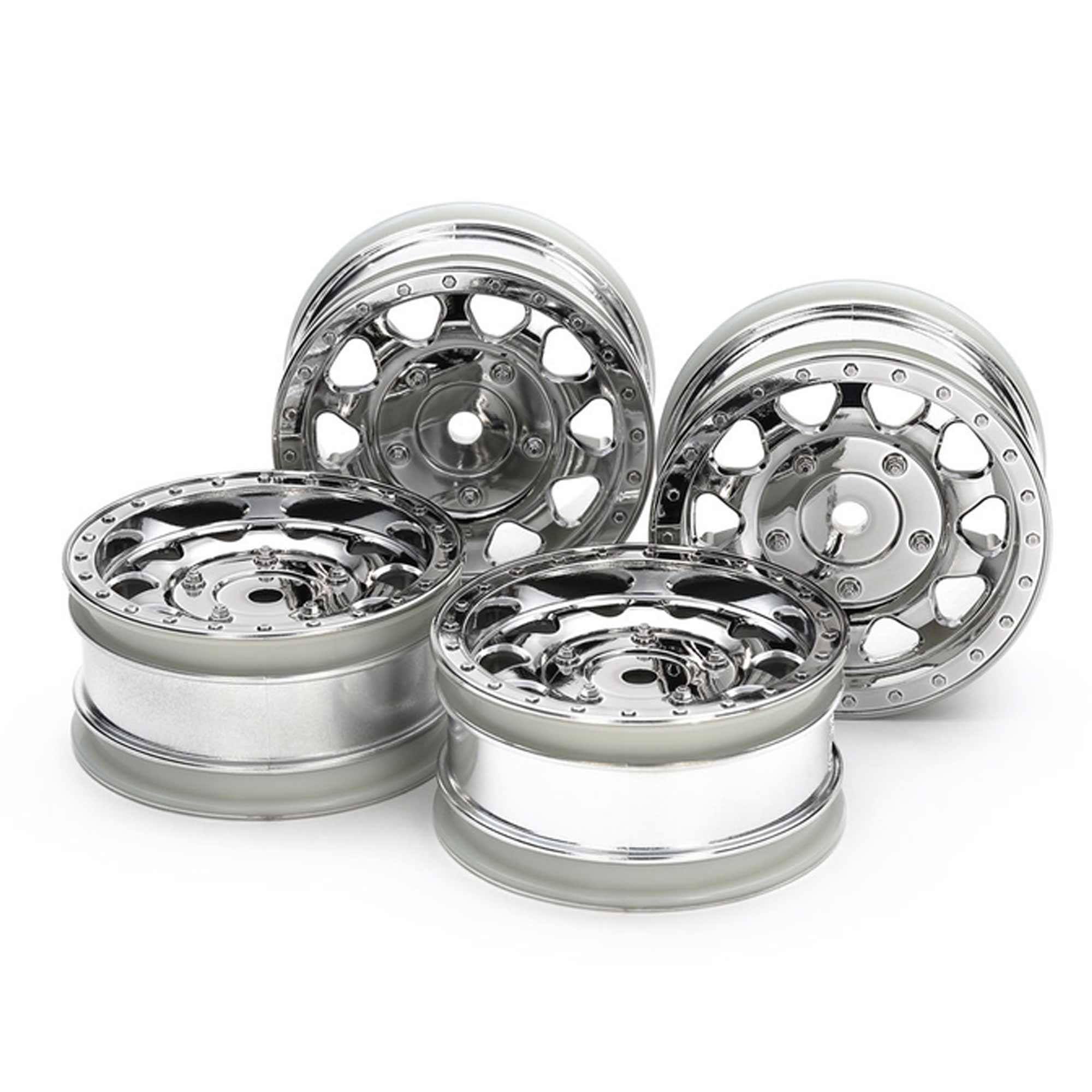 Tamiya BBX Chrome Plated Wheels 26mm Width +2mm Offset (4 Pieces)- Japan Figure Store - #1 Bring To You The Best Japanese Goods
