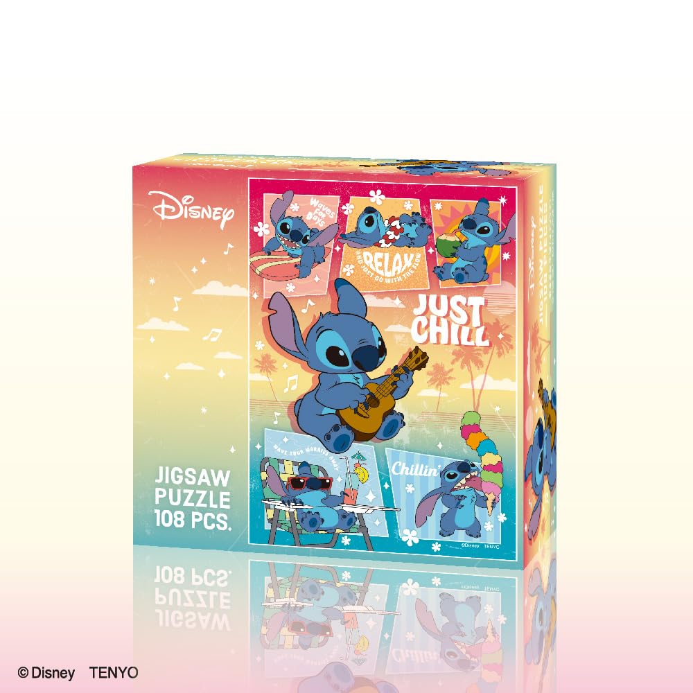 Tenyo 108-Piece Disney Stitch Jigsaw Puzzle 18.2x25.7cm with Glue & Tools