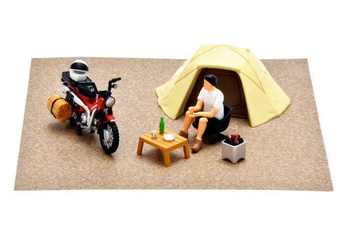 Tomytec Geocolle 64 Car Snap 30A Solo Camping Set with Honda CT125 Hunter Cub