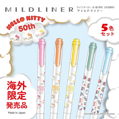 Zebra Mildliner Highlighter 5-Color Set Hello Kitty 50th Anniversary Design