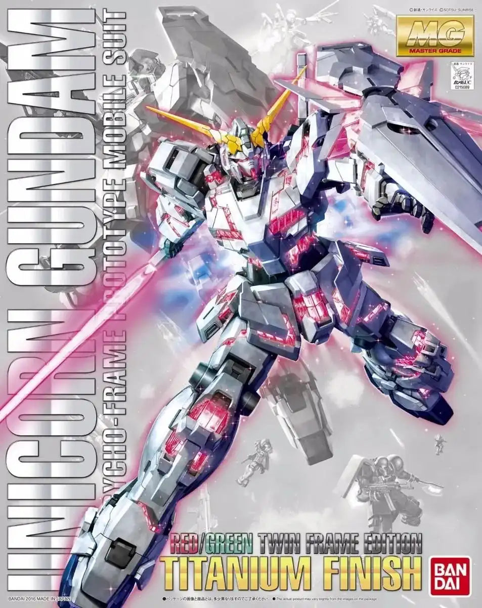 Bandai Mg 1/100 Rx-0 Unicorn Gundam Red/green Twin Frame Edition Titanium Finish - Japan Figure