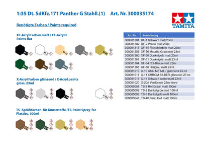 TAMIYA 35174 German Panther Type G Steel Wheel Version 1/35 Scale Kit- Japan Figure Store - #1 Bring To You The Best Japanese Goods