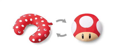 NINTENDO Super Mario Travel Reversible Neck Pillow Super Mushroom- Japan Figure Store - #1 Bring To You The Best Japanese Goods