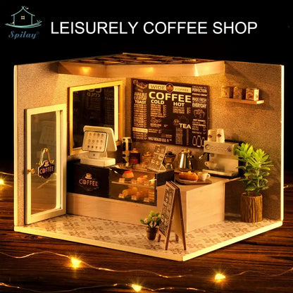 Spilay 1/24 Wooden Dollhouse Kit Set + LED Light Dustproof Cover 3D Puzzle Toy 14+- Japan Figure Store - #1 Bring To You The Best Japanese Goods