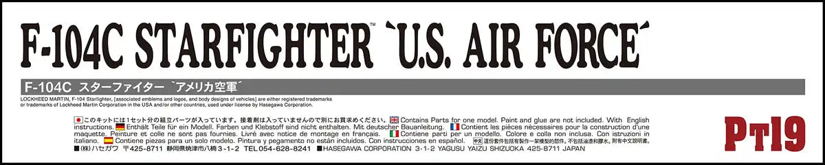 Hasegawa 1/48 Us Air Force F-104C Starfighter Plastic Model Pt19- Japan Figure Store - #1 Bring To You The Best Japanese Goods