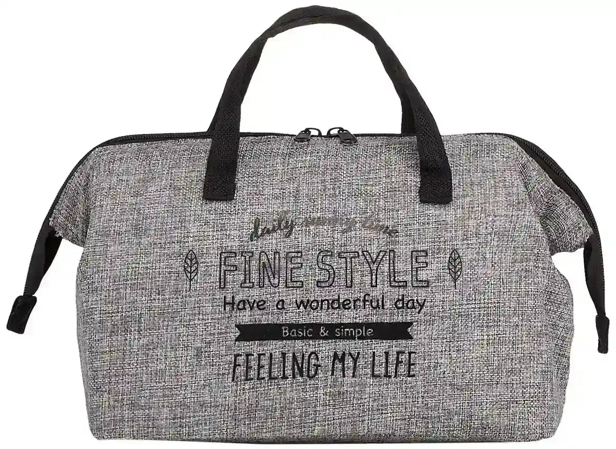 Skater Black Linen-Style Cooling Purse Lunch Bag Fits Large Boxes Size 26x13x19 cm Kgaj2- Japan Figure Store - #1 Bring To You The Best Japanese Goods