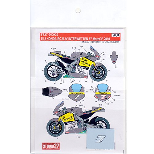 Studio27 St27 Dc922 Honda Rc212V Interewetten 7 Moto Gp 2010 Decal For Tamiya 1/12 Car Decal- Japan Figure Store - #1 Bring To You The Best Japanese Goods