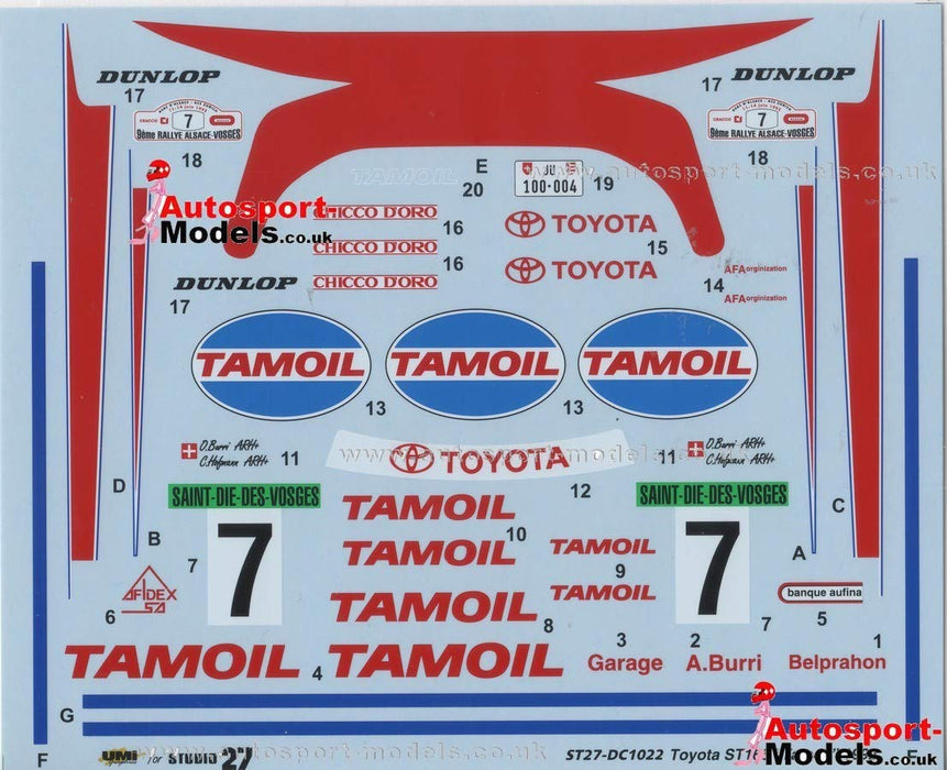 Studio27 St27 Dc1022 Toyota St165 Celica Gt Four Tamoil 7 1992 Decal For Aoshima 1/24 Car Decal- Japan Figure Store - #1 Bring To You The Best Japanese Goods