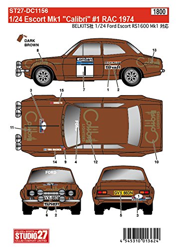 Studio27 St27 Dc1156 Ford Escort Mk1 Calibri 1 Rac 1974 Decal For Belkits 1/24 Scale Car Decal- Japan Figure Store - #1 Bring To You The Best Japanese Goods