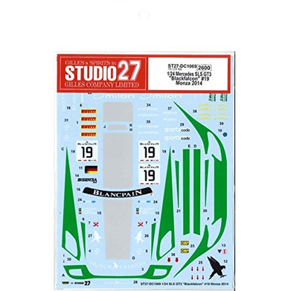 Studio27 St27 Dc1069 Mercedes Sls Gt3 Blackfalcon 19 Monza 2014 Decal 1/24 Scale Car Decal- Japan Figure Store - #1 Bring To You The Best Japanese Goods