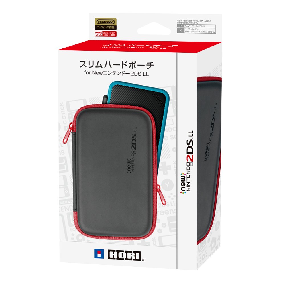 HORI Slim Hard Pouch Black & Red For New Nintendo 2Ds Ll- Japan Figure Store - #1 Bring To You The Best Japanese Goods