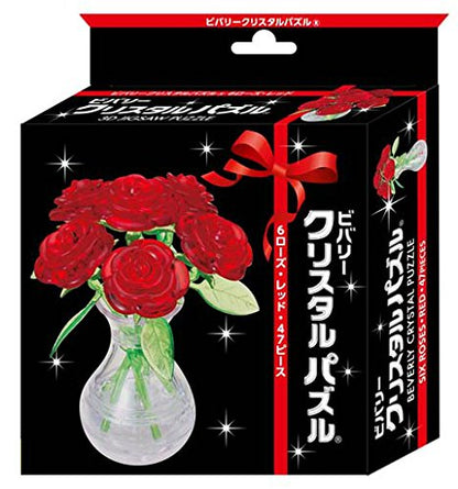 Beverly Crystal 3D Puzzle 485391 Six Roses Red (47 Pieces) Crystal 3D Flower Puzzle- Japan Figure Store - #1 Bring To You The Best Japanese Goods