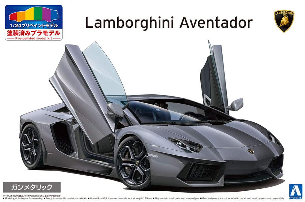 AOSHIMA Pre-Painted 1/24 Lamborghini Aventador '11 Gunmetal Grey Plastic Model- Japan Figure Store - #1 Bring To You The Best Japanese Goods