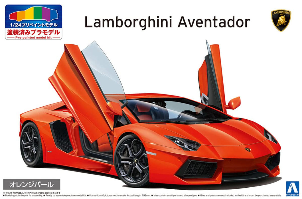 AOSHIMA Pre-Painted 1/24 Lamborghini Aventador '11 Orange Pearl Plastic Model- Japan Figure Store - #1 Bring To You The Best Japanese Goods