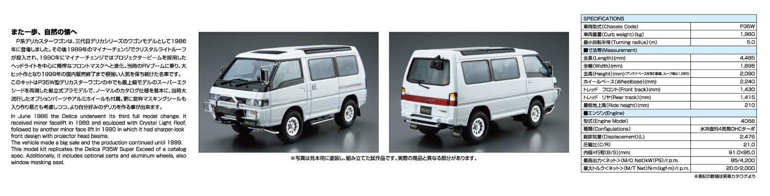 AOSHIMA 52334 The Model Car 27 Mitsubishi P35W Delica Star Wagon '91 1/24 Scale Kit- Japan Figure Store - #1 Bring To You The Best Japanese Goods