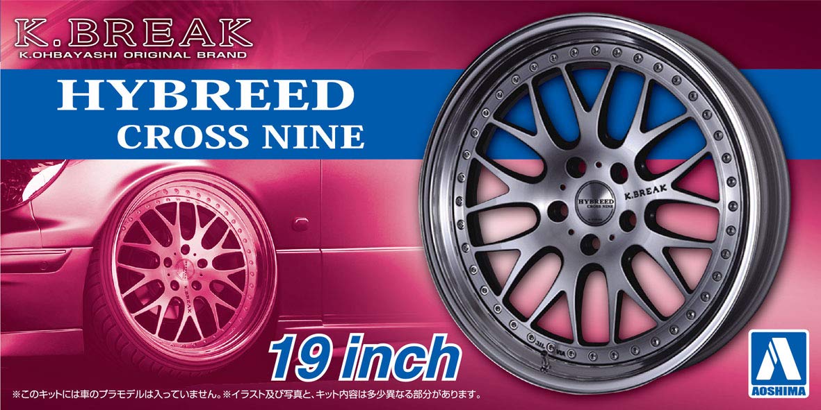 AOSHIMA The Tuned Car 1/24 K-Break Hybreed Cross 9 19-Inch Tire & Wheel Set- Japan Figure Store - #1 Bring To You The Best Japanese Goods