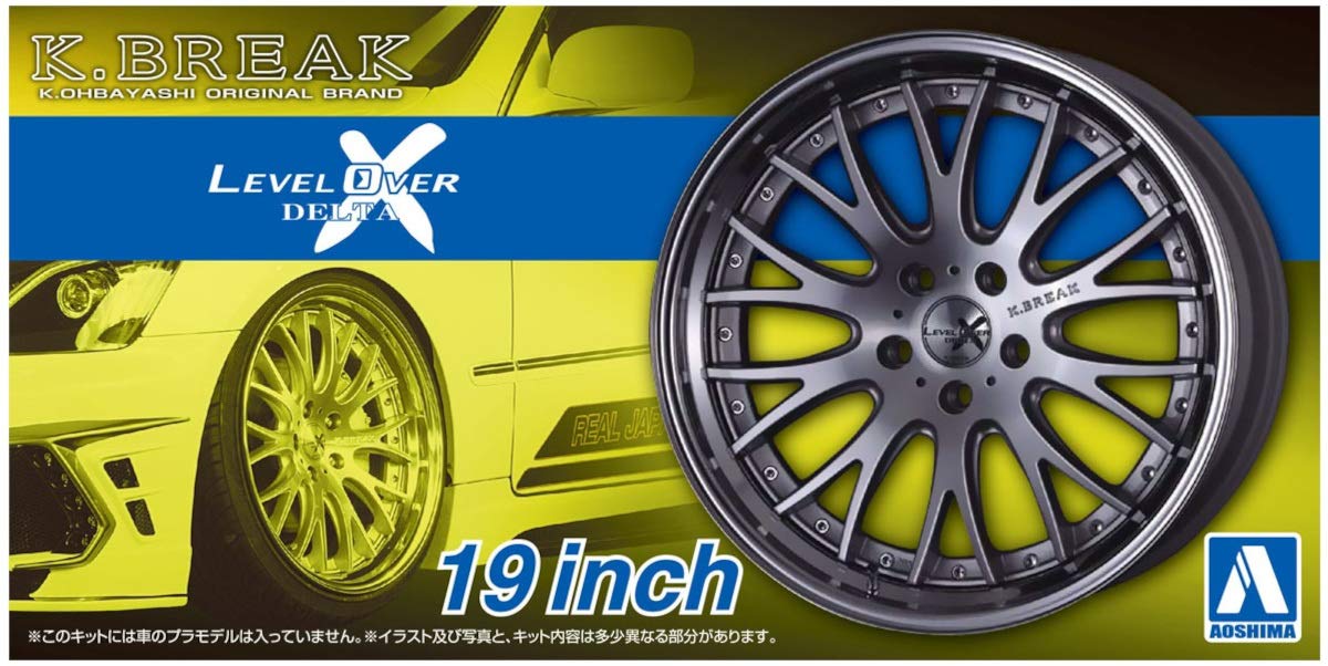AOSHIMA The Tuned Car 1/24 K-Break Level Over Delta X 19-Inch Tire & Wheel Set- Japan Figure Store - #1 Bring To You The Best Japanese Goods