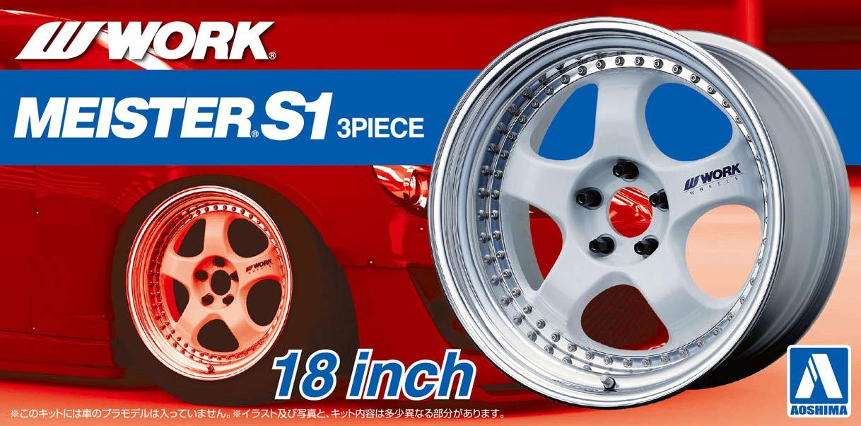 AOSHIMA Tuned Parts 1/24 Work Maister S1 3Peace 18Inch Tire & Wheel Set- Japan Figure Store - #1 Bring To You The Best Japanese Goods