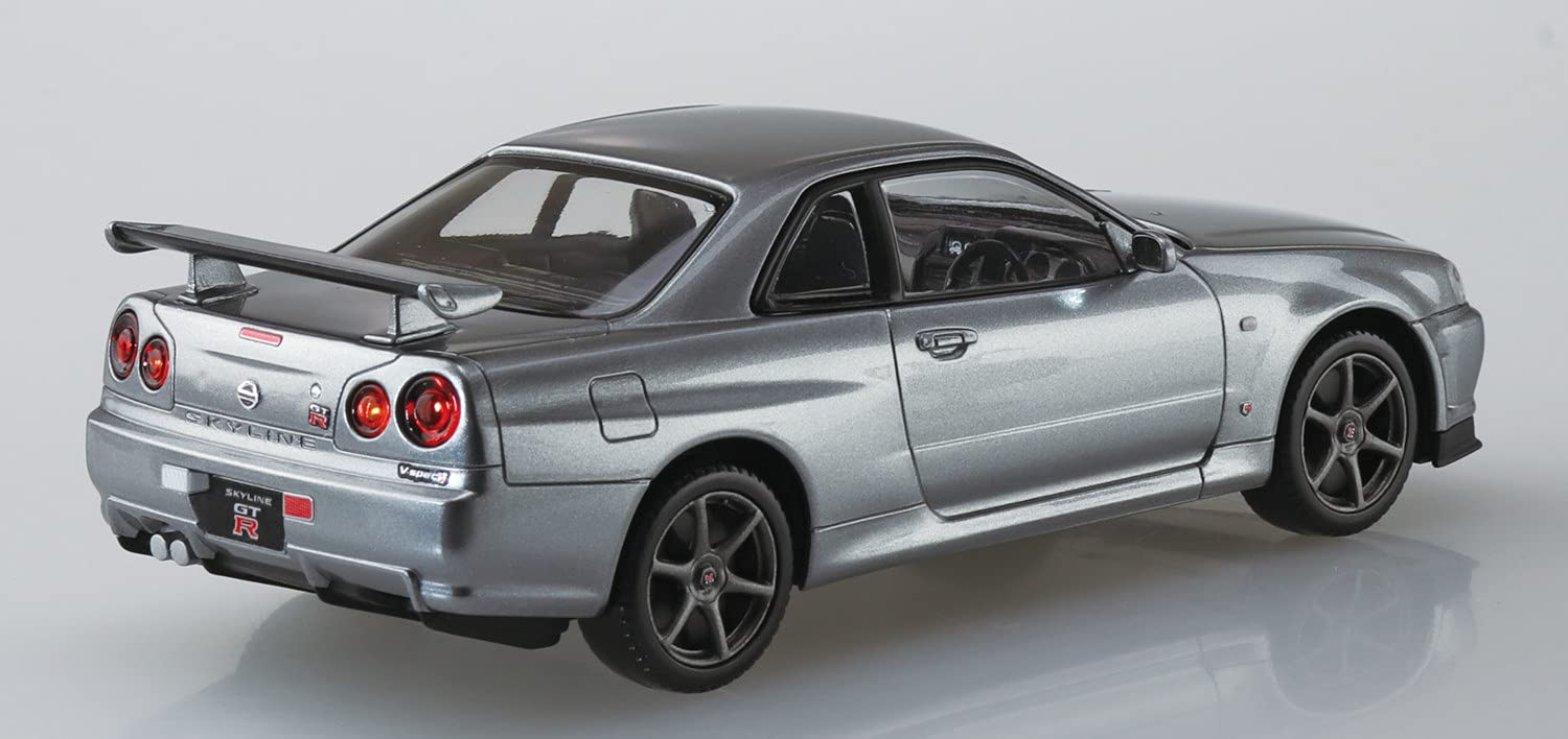 AOSHIMA The Snap Kit No.11-E 1/32 Nissan R34 Skyline Gt-R Nur Sparkling Silver Plastic Model- Japan Figure Store - #1 Bring To You The Best Japanese Goods