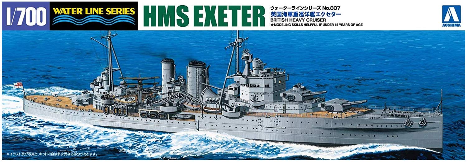 AOSHIMA Waterline 1/700 British Heavy Cruiser Hms Exeter Plastic Model- Japan Figure Store - #1 Bring To You The Best Japanese Goods