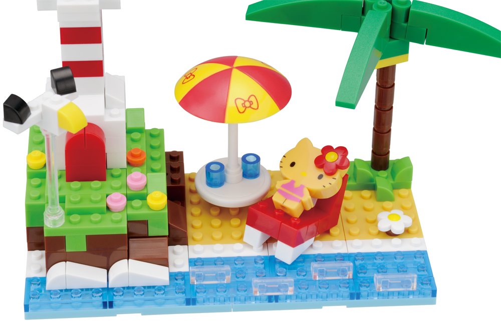 KAWADA Pk-006 Nanoblock Plus Sanrio Hello Kitty Beach With A Lighthouse- Japan Figure Store - #1 Bring To You The Best Japanese Goods