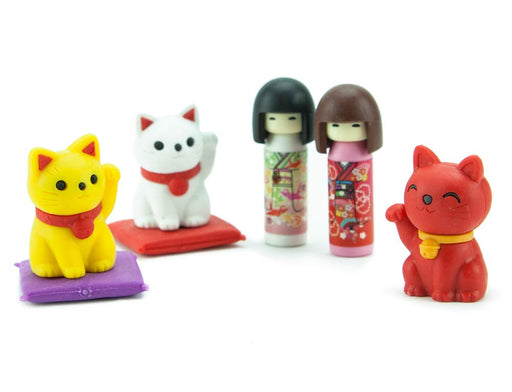 Iwako Japanese Kokeshi & Lucky Cat Blister Pack Funny Eraser- Japan Figure Store - #1 Bring To You The Best Japanese Goods
