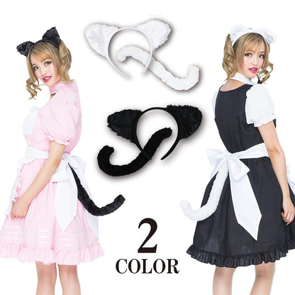 Pure Japan Cat Girl Nekomimi Headband Cat Ears Tail Halloween Cosplay White- Japan Figure Store - #1 Bring To You The Best Japanese Goods