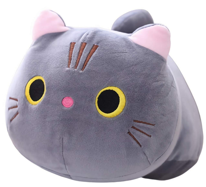 Cat Town Cute Dakimakura Fluffy Mochi Plush Cat Cushion Grey Kitten Plush Toys- Japan Figure Store - #1 Bring To You The Best Japanese Goods