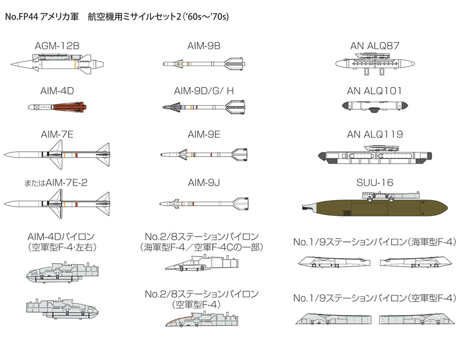FINE MOLDS 1/72 Us Military Aircraft Missile Set 2 60'S 70'S Plastic Model- Japan Figure Store - #1 Bring To You The Best Japanese Goods