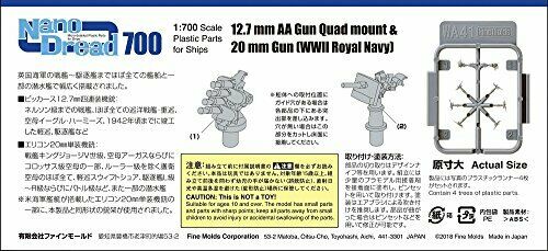 Fine Molds Wa41 12.7mm Aa Gun Quad Mount & 20mm Gun Wwii Royal Navy Model Kit- Japan Figure Store - #1 Bring To You The Best Japanese Goods